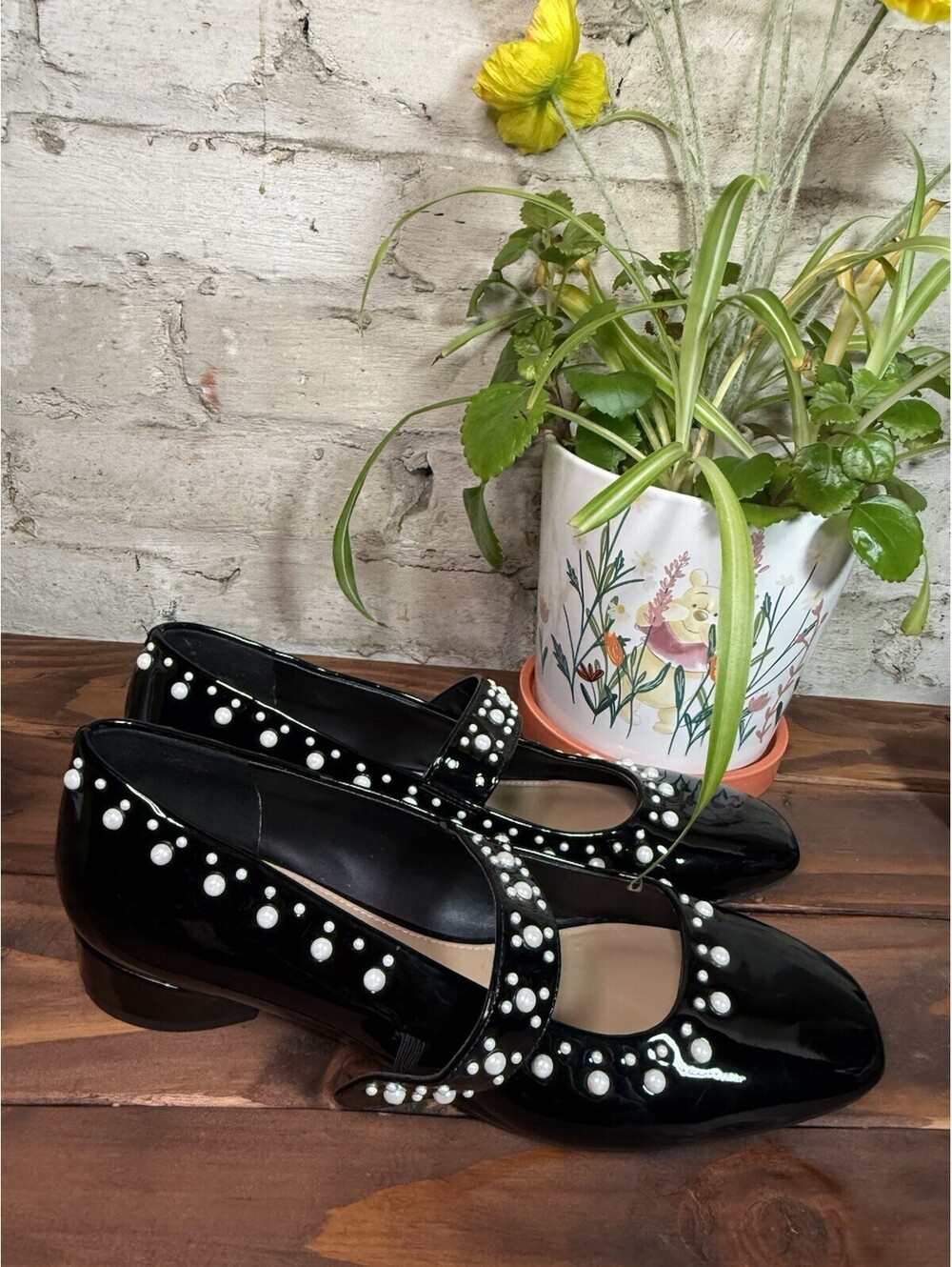 Copper Key Women’s Black Patent Leather Pearl Mary Jane Square Toe Heels 8.5 - Picture 4 of 5